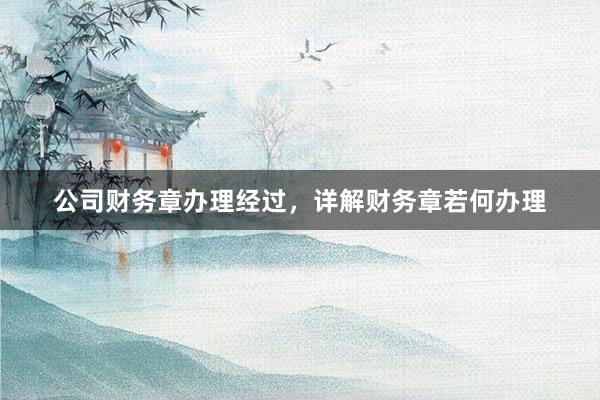 公司财务章办理经过，详解财务章若何办理